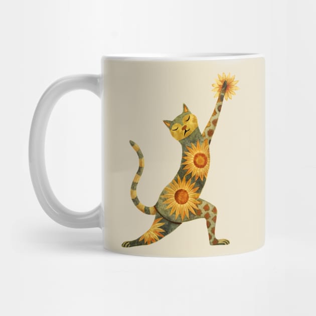 Yoga Cat with Boho Sunflower Pattern by craftydesigns